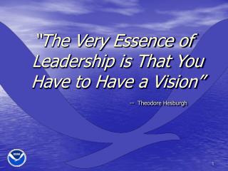 “The Very Essence of Leadership is That You Have to Have a Vision”
