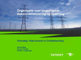 Organisatie voor ongestoorde elektriciteitslevering op spanning