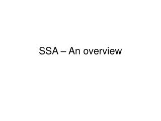 SSA – An overview