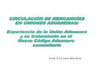 CIRCULACIÓN DE MERCANCÍAS EN UNIONES ADUANERAS: Experiencia de la Unión Aduanera