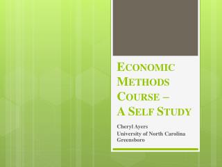 Economic Methods Course – A Self Study