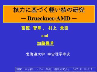 核力に基づく軽い核の研究　 ー Brueckner-AMD ー