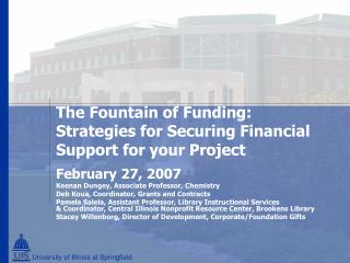 The Fountain of Funding: Strategies for Securing Financial Support for your Project