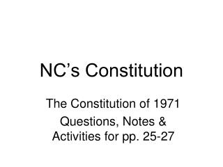 NC’s Constitution