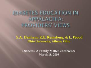 Diabetes Education in Appalachia: Providers’ Views