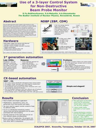 ICALEPCS 2007, Knoxville, Tennessee, October 15-19, 2007