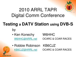 2010 ARRL TAPR Digital Comm Conference