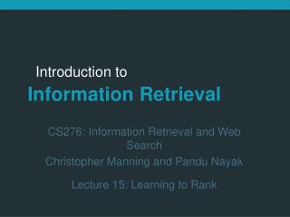 Introduction to Information Retrieval