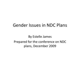 Gender Issues in NDC Plans