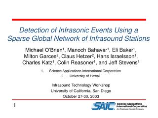 Detection of Infrasonic Events Using a Sparse Global Network of Infrasound Stations