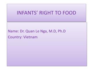 INFANTS’ RIGHT TO FOOD