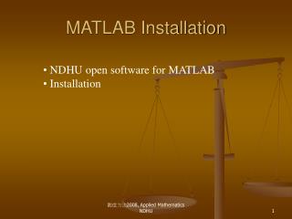 MATLAB Installation