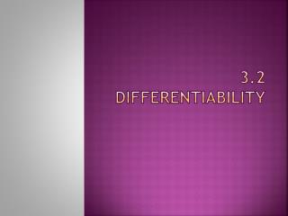 3.2 Differentiability