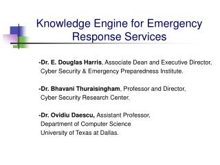 Knowledge Engine for Emergency Response Services