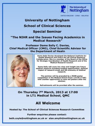 University of Nottingham School of Clinical Sciences Special Seminar