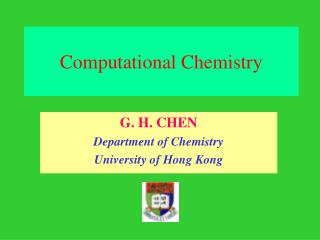 Computational Chemistry