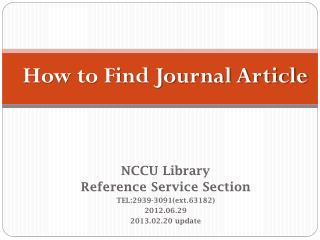 How to Find Journal Article