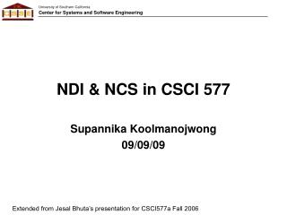 NDI &amp; NCS in CSCI 577