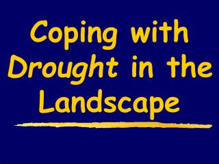 Coping with Drought in the Landscape