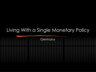 Living With a Single Monetary Policy