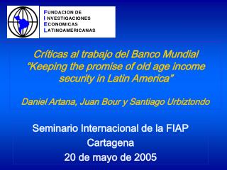 Seminario Internacional de la FIAP Cartagena 20 de mayo de 2005