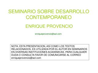 SEMINARIO SOBRE DESARROLLO CONTEMPORANEO