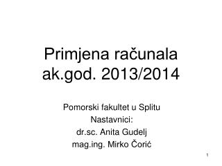 Primjena računala ak.god. 2013/2014