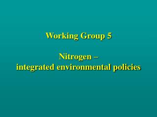 Working Group 5 Nitrogen – integrated environmental policies