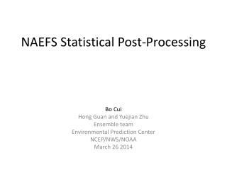 NAEFS Statistical Post-Processing