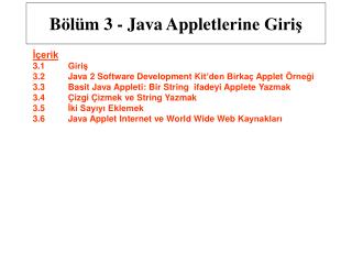 Bölüm 3 - Java Applet lerine Giriş