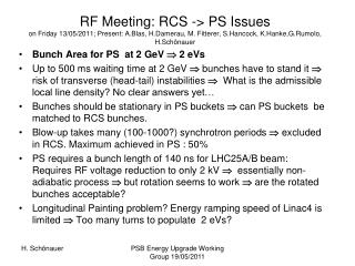 Bunch Area for PS at 2 GeV  2 eVs