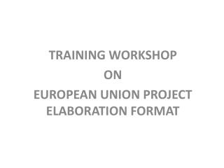 TRAINING WORKSHOP ON EUROPEAN UNION PROJECT ELABORATION FORMAT