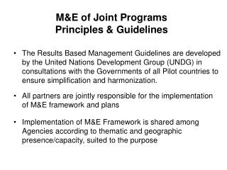 M&amp;E of Joint Programs Principles &amp; Guidelines
