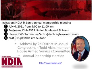 Address by 2d District Missouri Congressman Todd Akin, member House Armed Services Committee