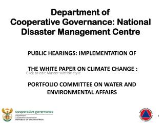 Department of Cooperative Governance: National Disaster Management Centre