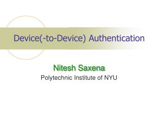 Device(-to-Device) Authentication