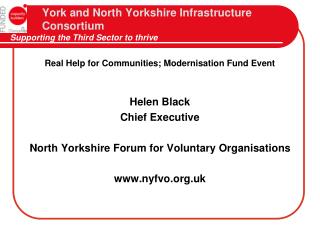 York and North Yorkshire Infrastructure Consortium Supporting the Third Sector to thrive