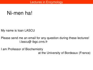 Lectures in Enzymology