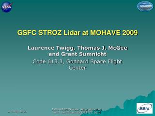 GSFC STROZ Lidar at MOHAVE 2009