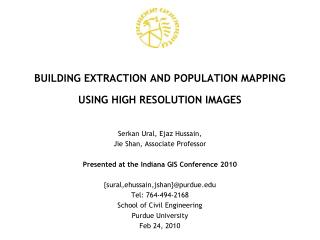 BUILDING EXTRACTION AND POPULATION MAPPING USING HIGH RESOLUTION IMAGES