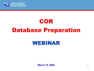 COR Database Preparation WEBINAR