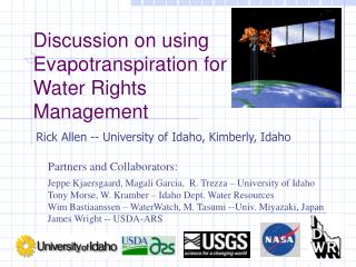 Discussion on using Evapotranspiration for Water Rights Management