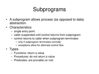 Subprograms