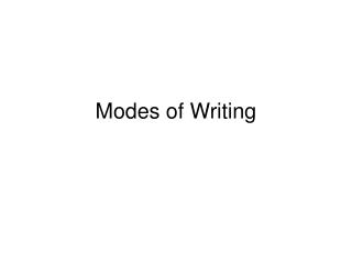 Modes of Writing