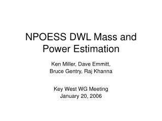 NPOESS DWL Mass and Power Estimation