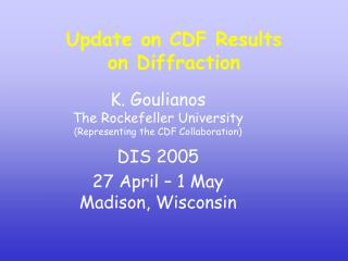 Update on CDF Results on Diffraction