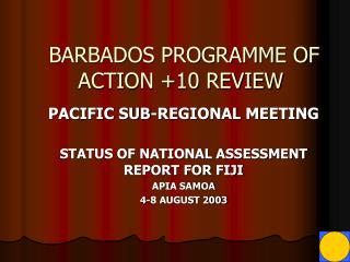 BARBADOS PROGRAMME OF ACTION +10 REVIEW