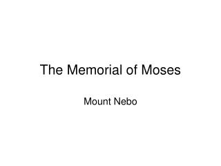 The Memorial of Moses