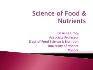 Science of Food &amp; Nutrients