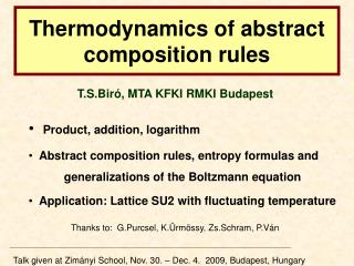 Thermodynamics of abstract composition rules